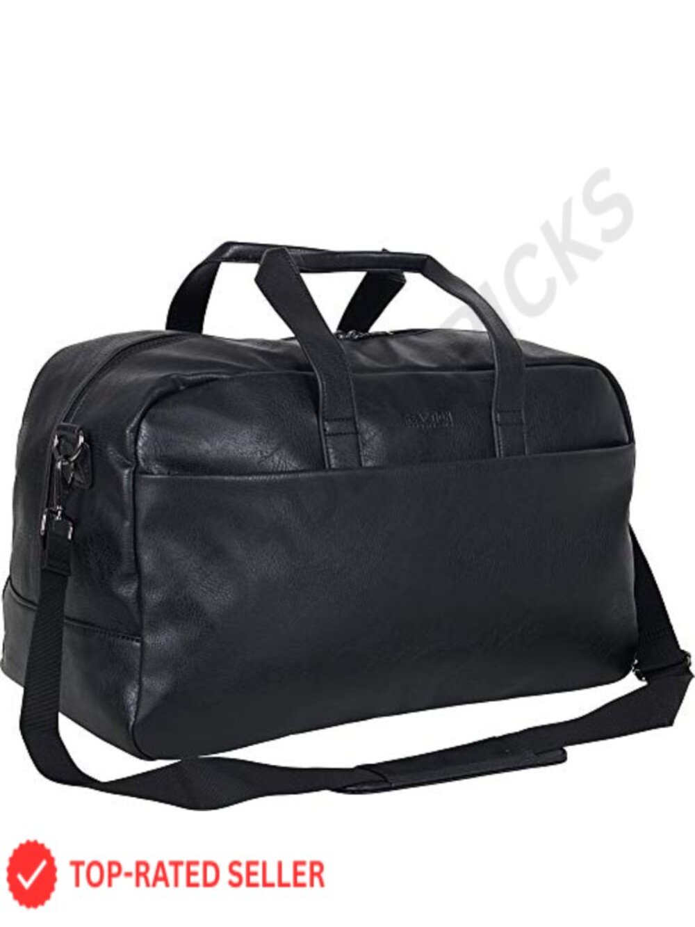 Vegan Leather Duffel Bag with Trolley Sleeve, 55L Travel Carry-On